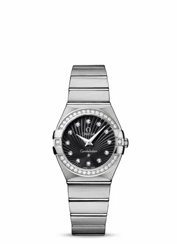 Omega Constellation Quartz 27 Brushed Stainless Steel / Diamond / Black Supernova 123.15.27.60.51.001 (12315276051001)